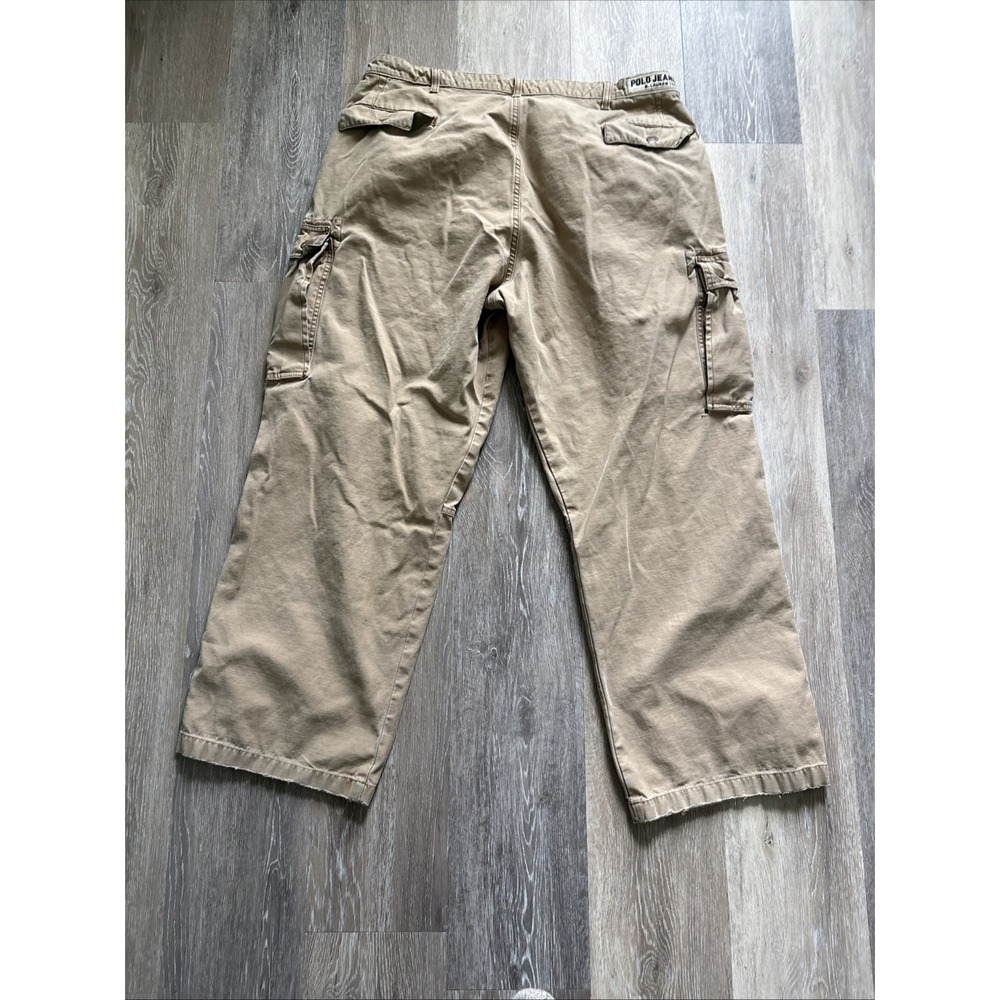 Polo Jeans Co. Ralph Lauren Vintage Tan Cargo Pants 90s Y2K 40X30 Freighter Pant - Picture 14 of 16